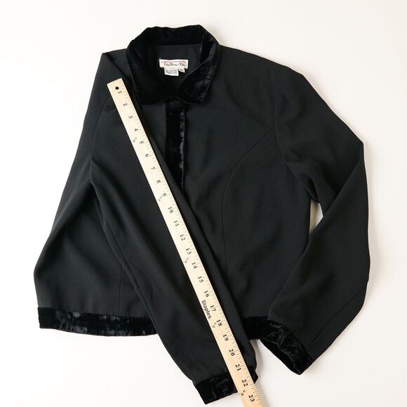 Vtg Talbots Blazer Jacket Womens 6 Black Velvet Trim Single Breasted Cropped 90s - Picture 5 of 9